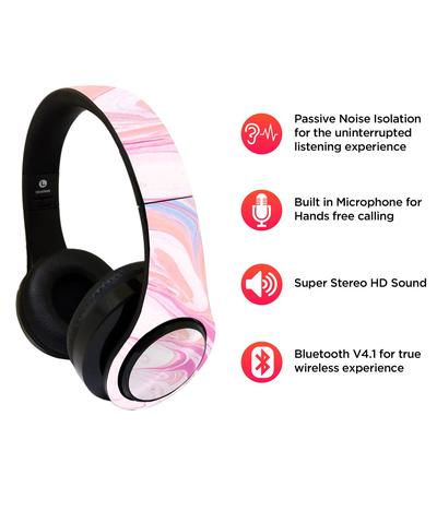 Marble Petal Pink - Decibel Wireless On Ear Headphones By Sleeky India, Marvel Headphones, Dc headphones, Anime headphones, Customised headphones 