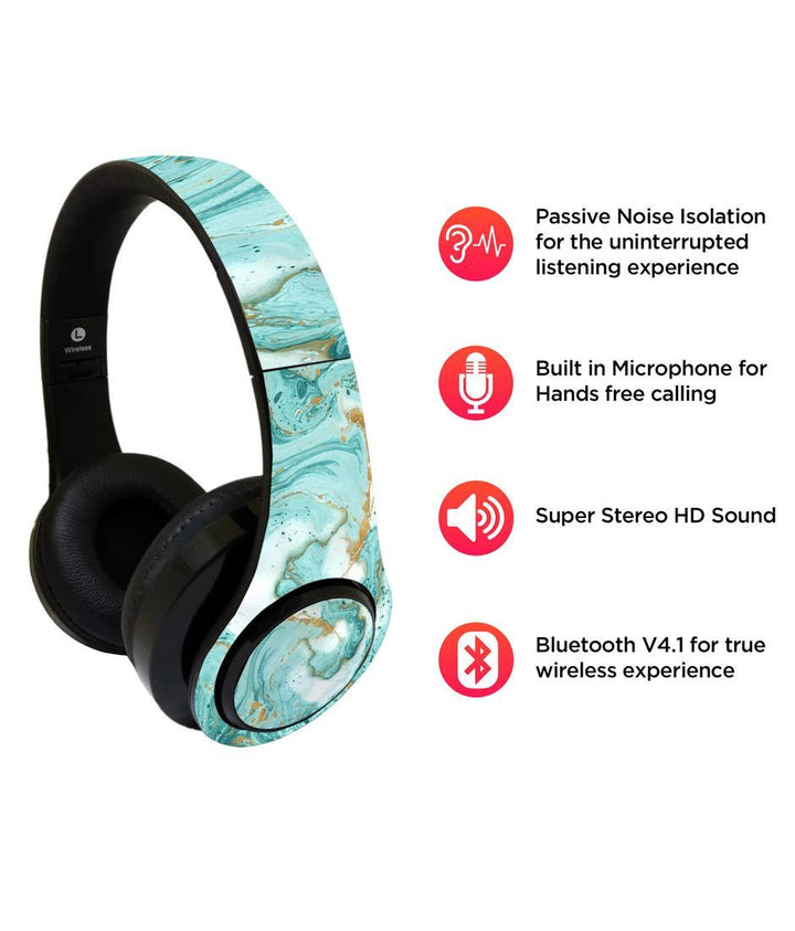 Marble Twist Blue - Decibel Wireless On Ear Headphones By Sleeky India, Marvel Headphones, Dc headphones, Anime headphones, Customised headphones 