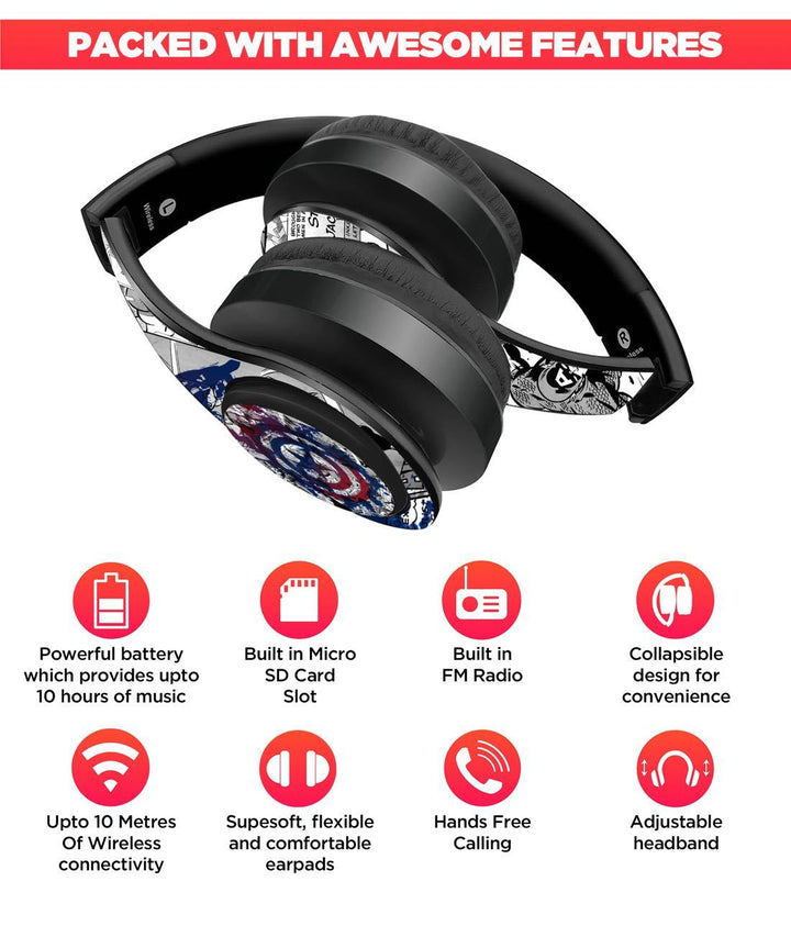 Splash Out Shield - Decibel Wireless On Ear Headphones By Sleeky India, Marvel Headphones, Dc headphones, Anime headphones, Customised headphones 