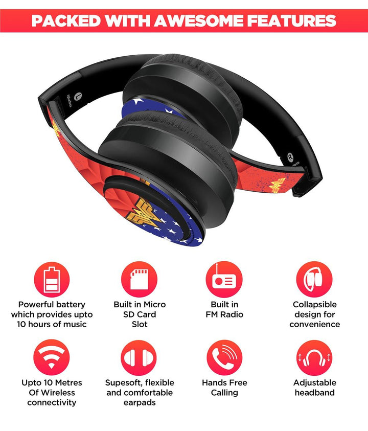 Suit up Wonder Woman - Decibel Wireless On Ear Headphones By Sleeky India, Marvel Headphones, Dc headphones, Anime headphones, Customised headphones 