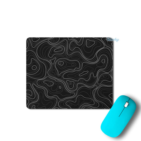 Topographic Black Map - Mousepad