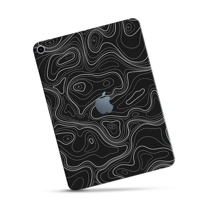 Topographic black Map - Apple Ipad Skin