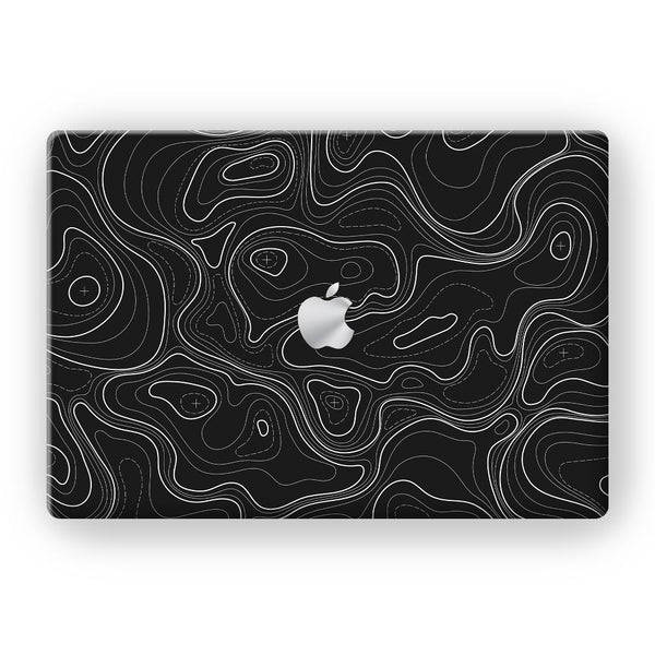 Topographic Black Map - MacBook Skins