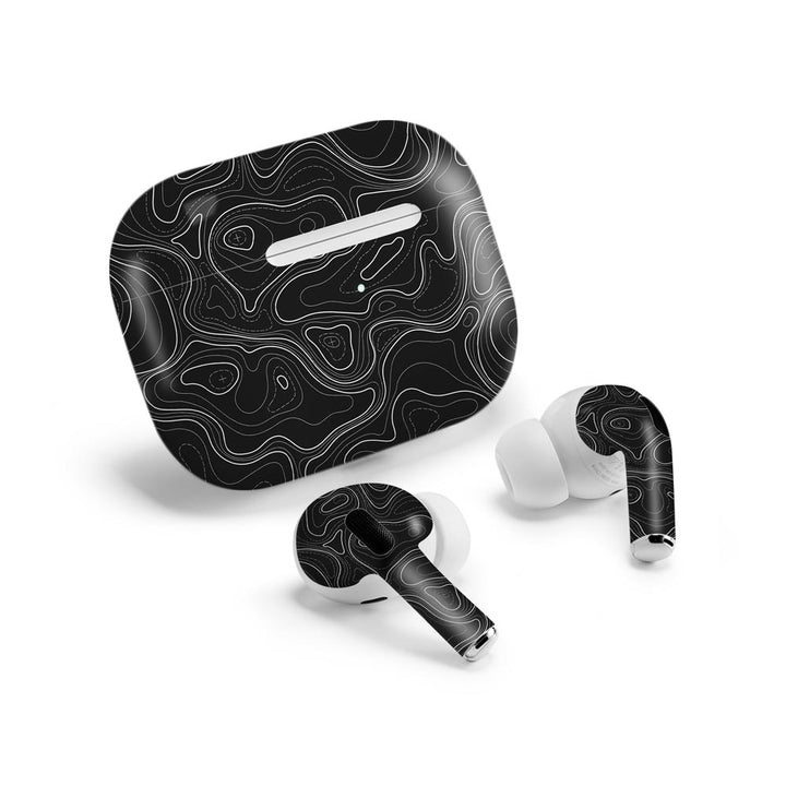 Topographic Black Map - Airpods Pro Skin