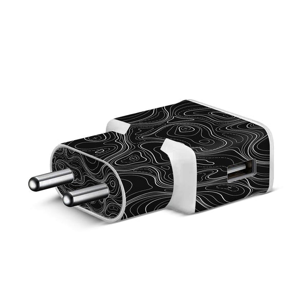Topographic Black Pattern - Samsung S8 Charger Skin