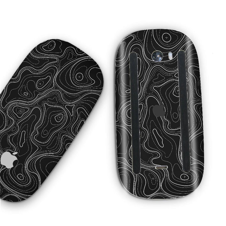 Topographic Black Map - Apple Magic Mouse 2 Skins