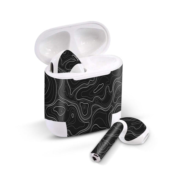 Topographic Black Map - Airpods 1/2/3 Skin