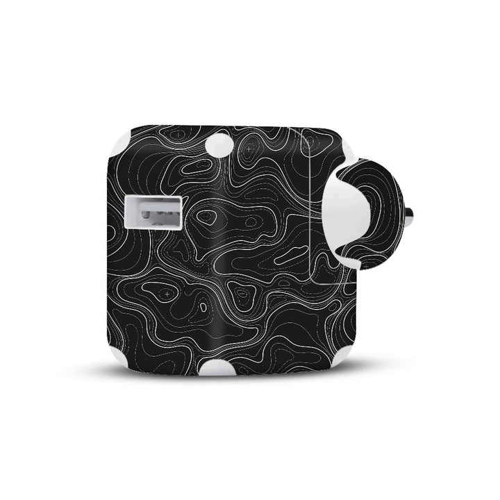 Topographic Black Map - Apple 2019 10W Charger skin