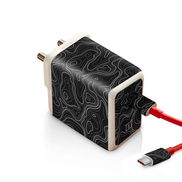 Topographic Black Map - Oneplus Warp 65W Charger skin