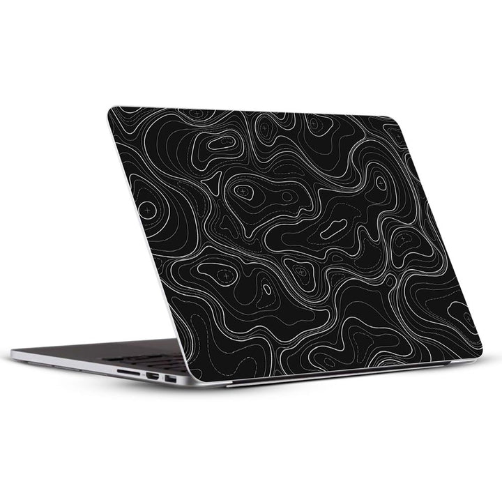 Topographic Black Map - Laptop Skins