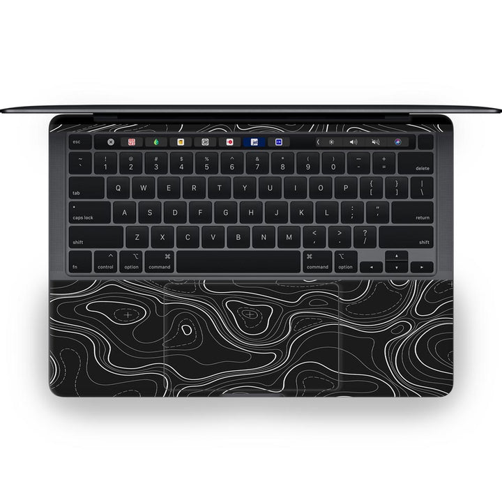 Topographic Black Map - MacBook Skins
