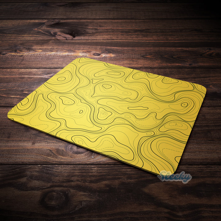 Topographic Yellow Map - Mousepad