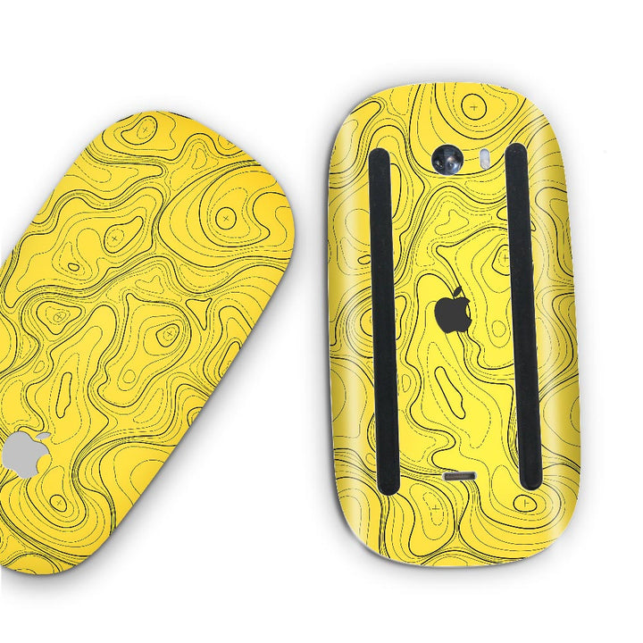 Topographic Yellow Map - Apple Magic Mouse 2 Skins