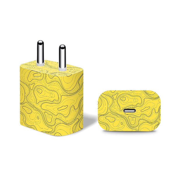 Topographic Yellow Map - Apple 20W Charger Skin