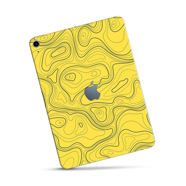 Topographic Yellow Map - Apple Ipad Skin