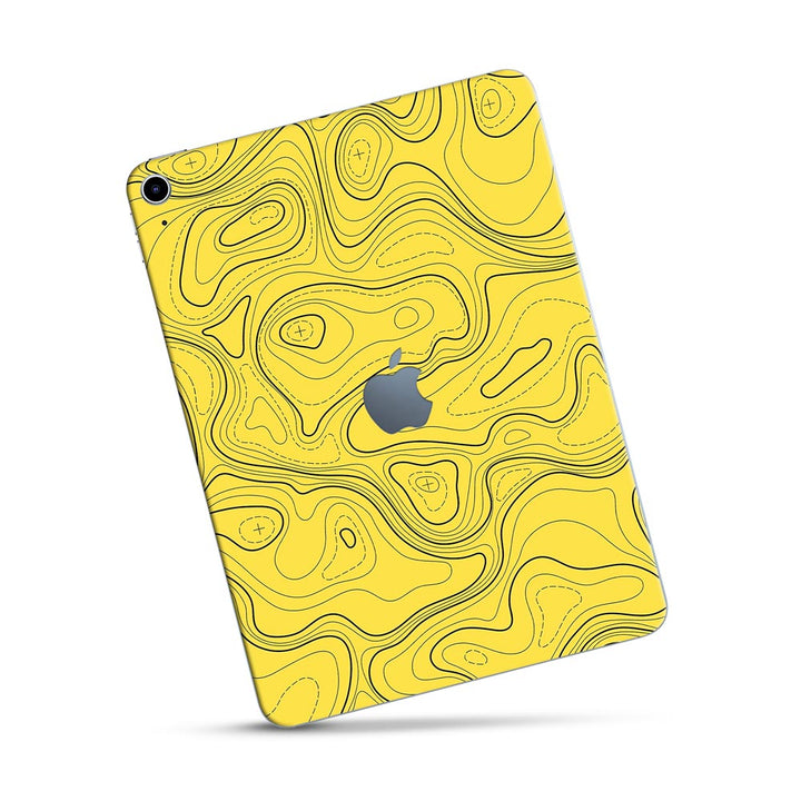 Topographic Yellow Map - Apple Ipad Skin