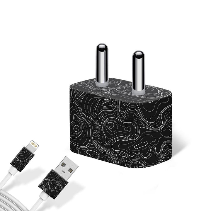 Topographic Black Map - Apple charger 5W Skin
