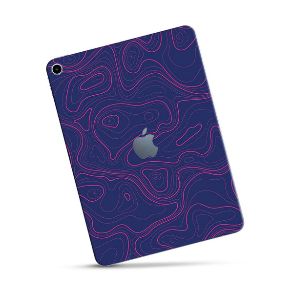 Topographic Blue Map - Apple Ipad Skin