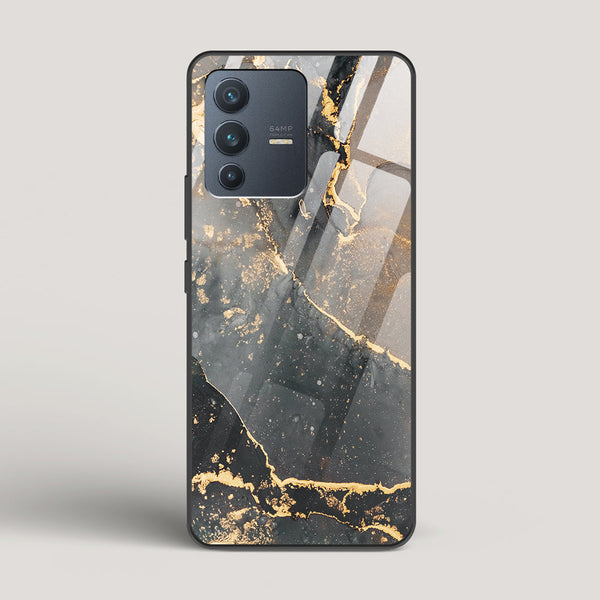 Black Gold Marble - vivo V23 5G Glass Case