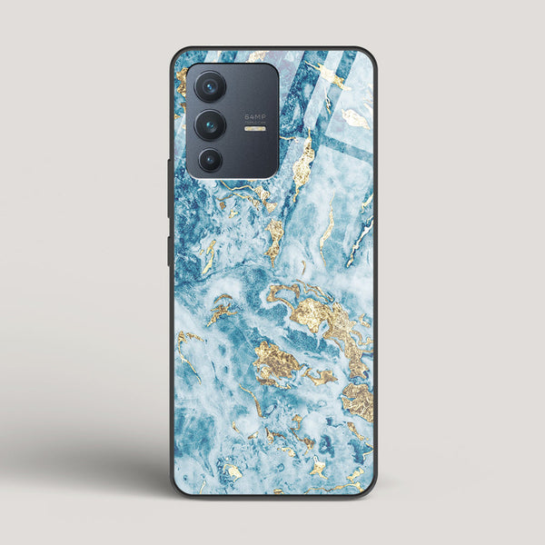 Blue & Gold Marble - vivo V23 5G Glass Case