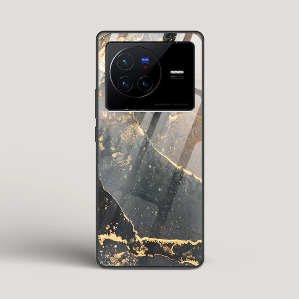 Black Gold Marble - vivo X80 Glass Case