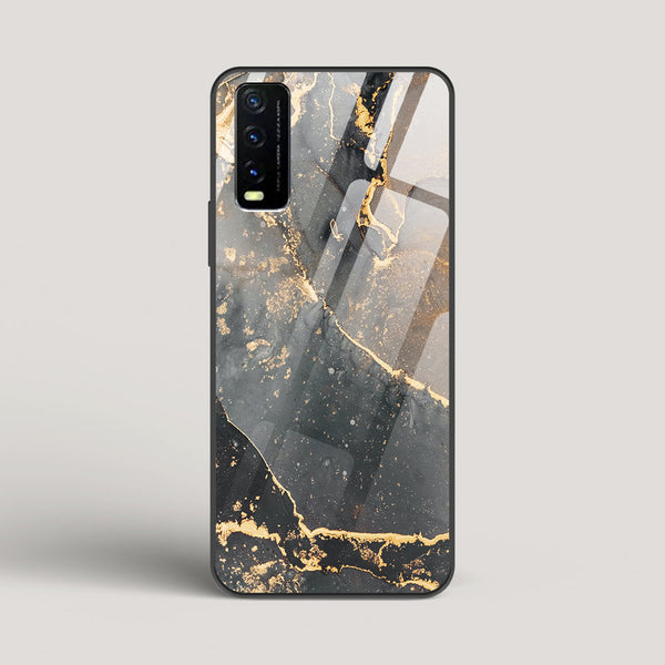 Black Gold Marble - vivo Y20 Glass Case