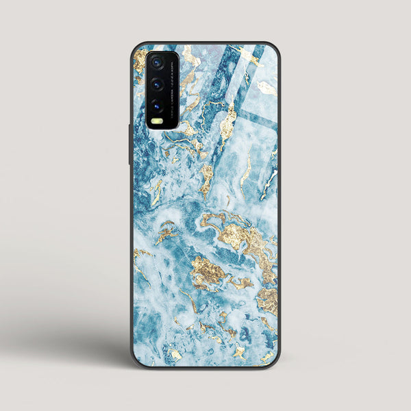 Blue & Gold Marble - vivo Y20 Glass Case