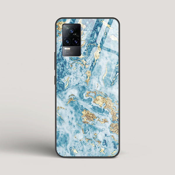 Blue & Gold Marble - vivo Y73 Glass Case
