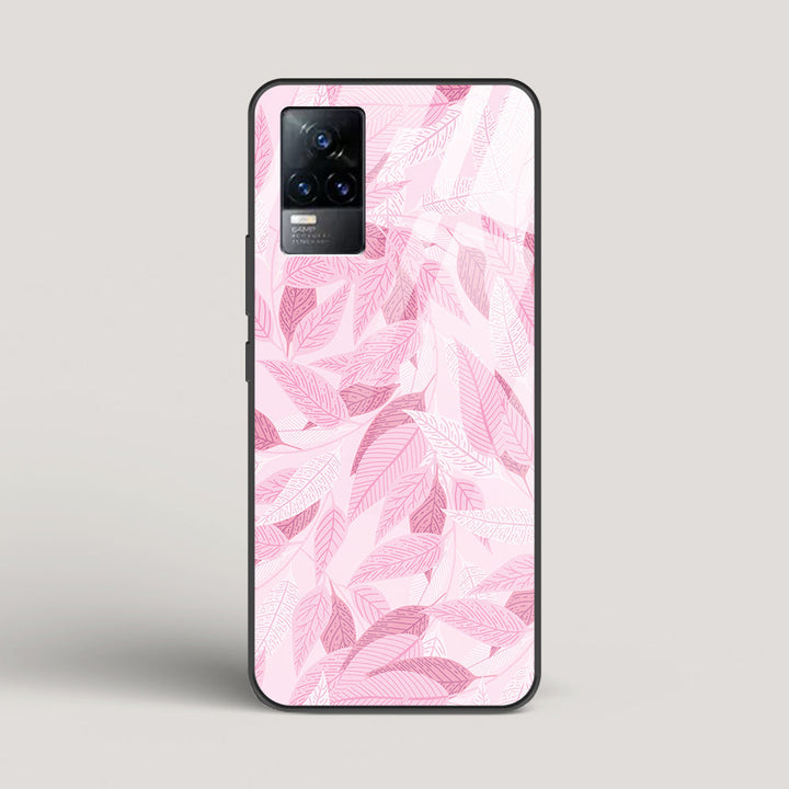 Pink Leaves Pattern - vivo Y73 Glass Case
