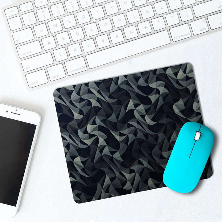 Wave Mosaic Grey Black - Mousepad