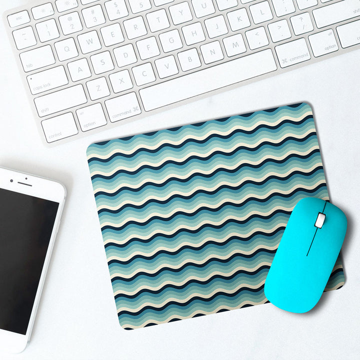 White Blue Waves - Mousepad