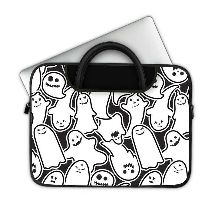 White Halloween Pattern - Pockets Laptop Sleeve