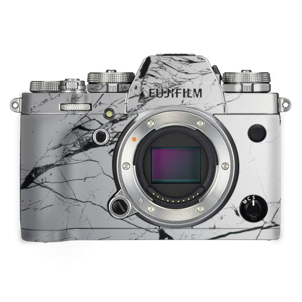 White Marble Black Strips - FujiFilm Camera Skin