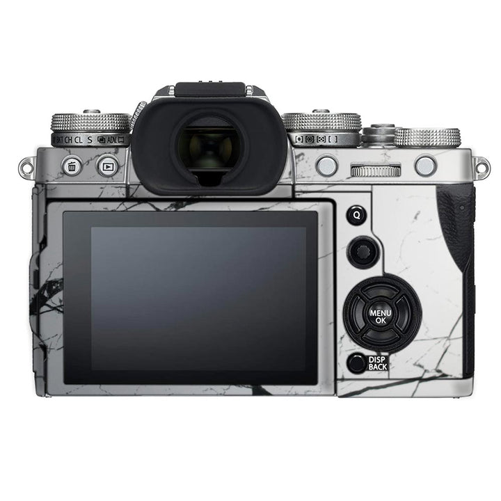 White Marble Black Strips - FujiFilm Camera Skin