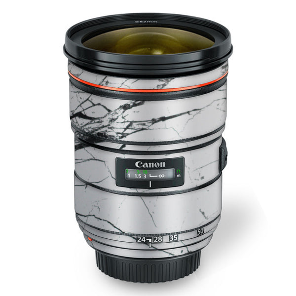 White Marble Black Strip - Canon Lens Skin