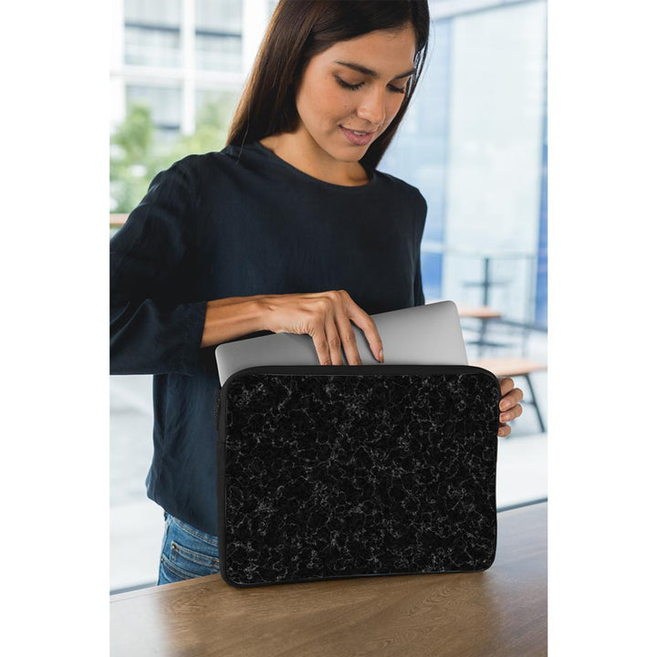 White Veined Black Marble - Laptop Sleeve