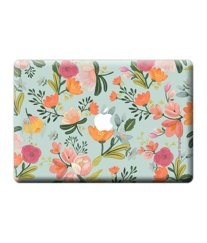 Payal Singhal Aqua Handpainted Flower - Skins for Macbook Pro Retina 13"By Sleeky India, Laptop skins, laptop wraps, Macbook Skins