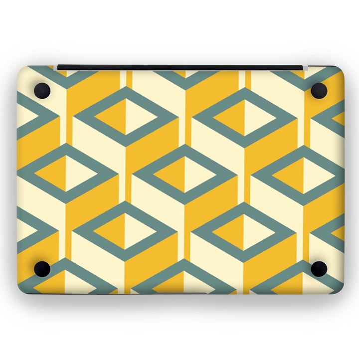 Yellow And Blue Geometric Pattern - MacBook Skins