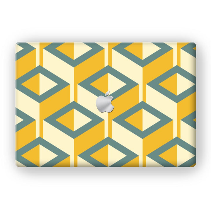 Yellow And Blue Geometric Pattern - MacBook Skins