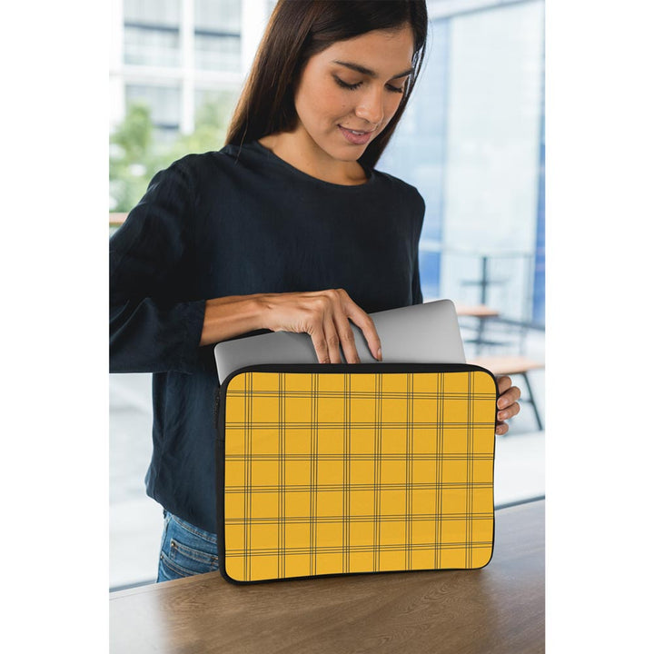 Yellow Checks Pattern - Laptop Sleeve